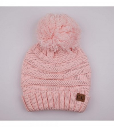 Skullies & Beanies Hatsandscarf CC Exclusives Unisex Oversized Slouchy Beanie with Pom (HAT-6242POM) --pale Pink - CE18WITKY0...