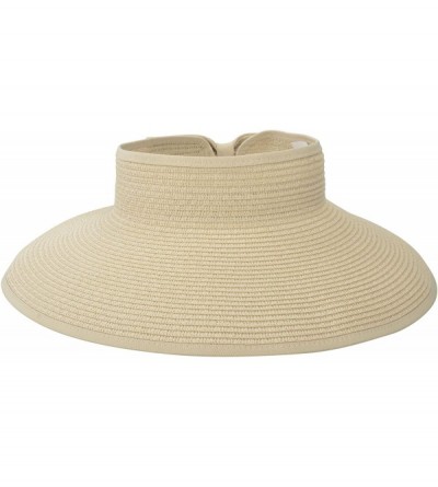 Sun Hats Women's Summer Wide Brim Roll-Up Straw Sun Visor Hat - Off-white - CP12O20TLXA $31.00
