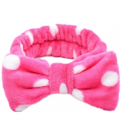 Headbands Korean Style Girls Flannel Cute Elastic Big Bow-Knot Hair Band Headband (Hot Pink) - CM125IH6C67 $7.13
