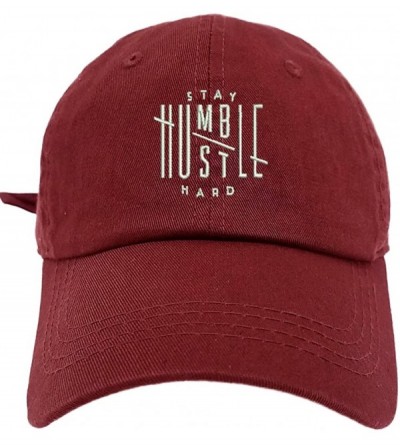Baseball Caps Humble Stay Hard Logo Style Dad Hat Washed Cotton Polo Baseball Cap - Burgundy - CH187Y9OWQD $16.63