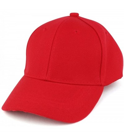 Baseball Caps Plain Infants Size Structured Adjustable Baseball Cap - Red - CW17YZUZAHU $19.75