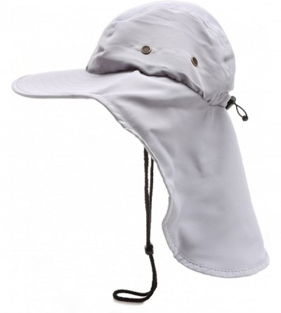 Sun Hats Outdoor Sun Protection Hunting Hiking Fishing Cap Wide Brim hat with Neck Flap - Grey - C118G7XMLIU $14.70