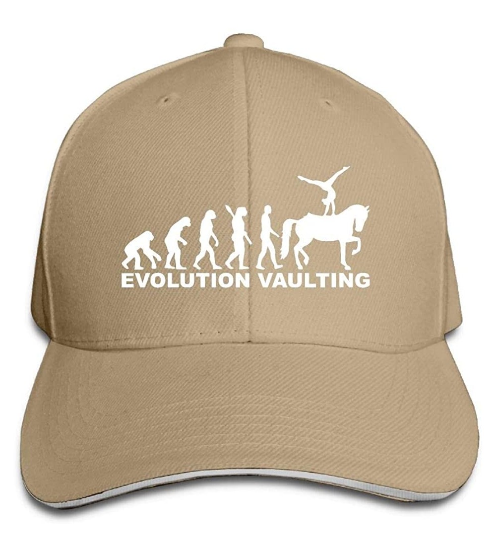 Baseball Caps Unisex Horse Vaulting Evolution Adjustable Sandwich Peaked Cap Sports Cap - Natural - CM18K763XEA $12.18