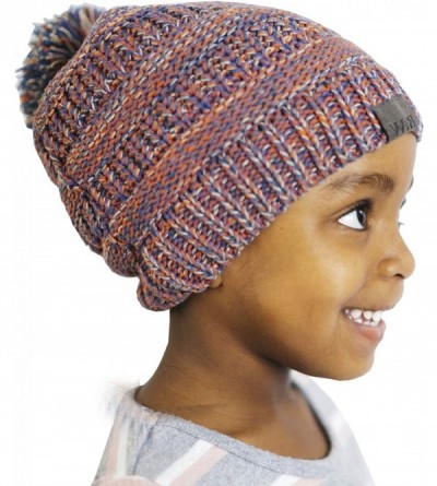 Skullies & Beanies Satin Lined Winter Hats Toddlers - Kids Natural Hair Beanie - Slouchy Knit - Mix - Purple Orange - CR18MEK...