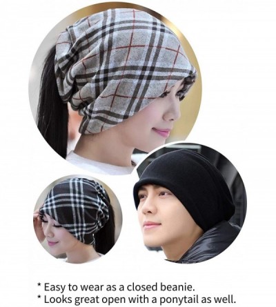 Skullies & Beanies 2 Pack Slouchy Ponytail Beanie Hat for Men Women Stretchy Multifunction Bandana Face Cover Jogging Cycling...