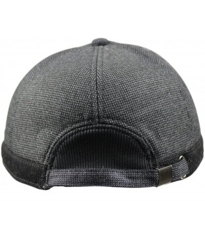 Baseball Caps Mens Winter Warm Fleece Lined Outdoor Sports Baseball Caps Hats with Earflaps - Black - C512OCBO1DS $8.20