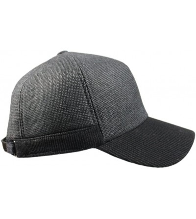 Baseball Caps Mens Winter Warm Fleece Lined Outdoor Sports Baseball Caps Hats with Earflaps - Black - C512OCBO1DS $8.20
