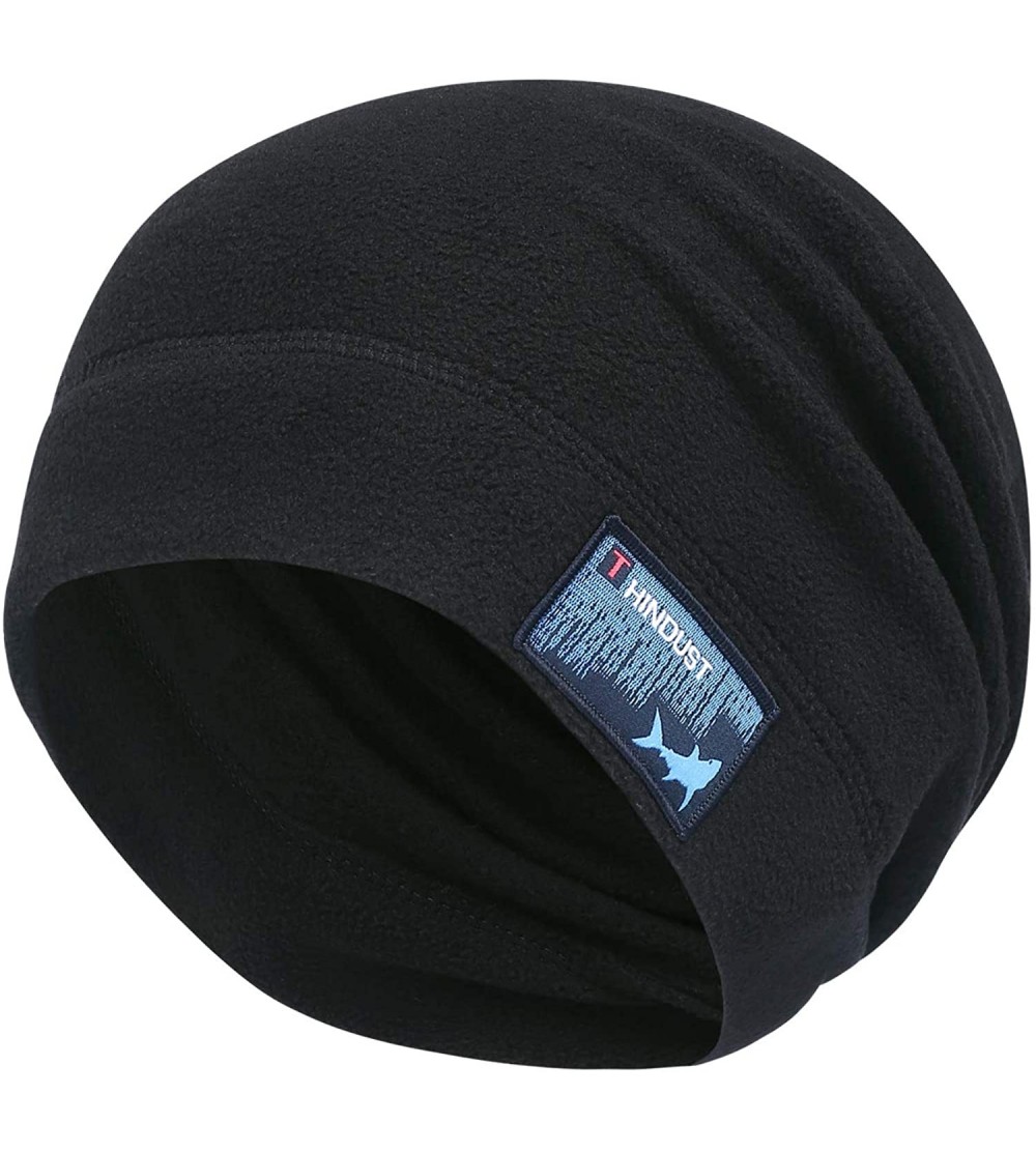 Skullies & Beanies Fleece Slouchy Beanie - Winter Beanie Hat for Men and Women - Soft Ski Skull Cap - Black - CM18XSM9QIY $11.05