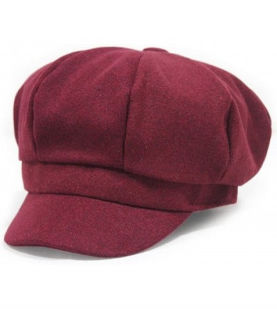 Newsboy Caps Wool Newsboy Hat Beret Cap Ivy Hats for Women and Men - Burgundy - CG1886ZI02S $23.72