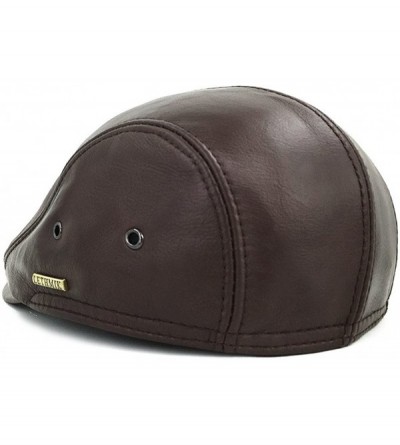 Newsboy Caps Flat Cap Cabby Hat Genuine Leather Vintage Newsboy Cap Ivy Driving Cap - Spring/Summer Version Coffee - CL12DWN5...