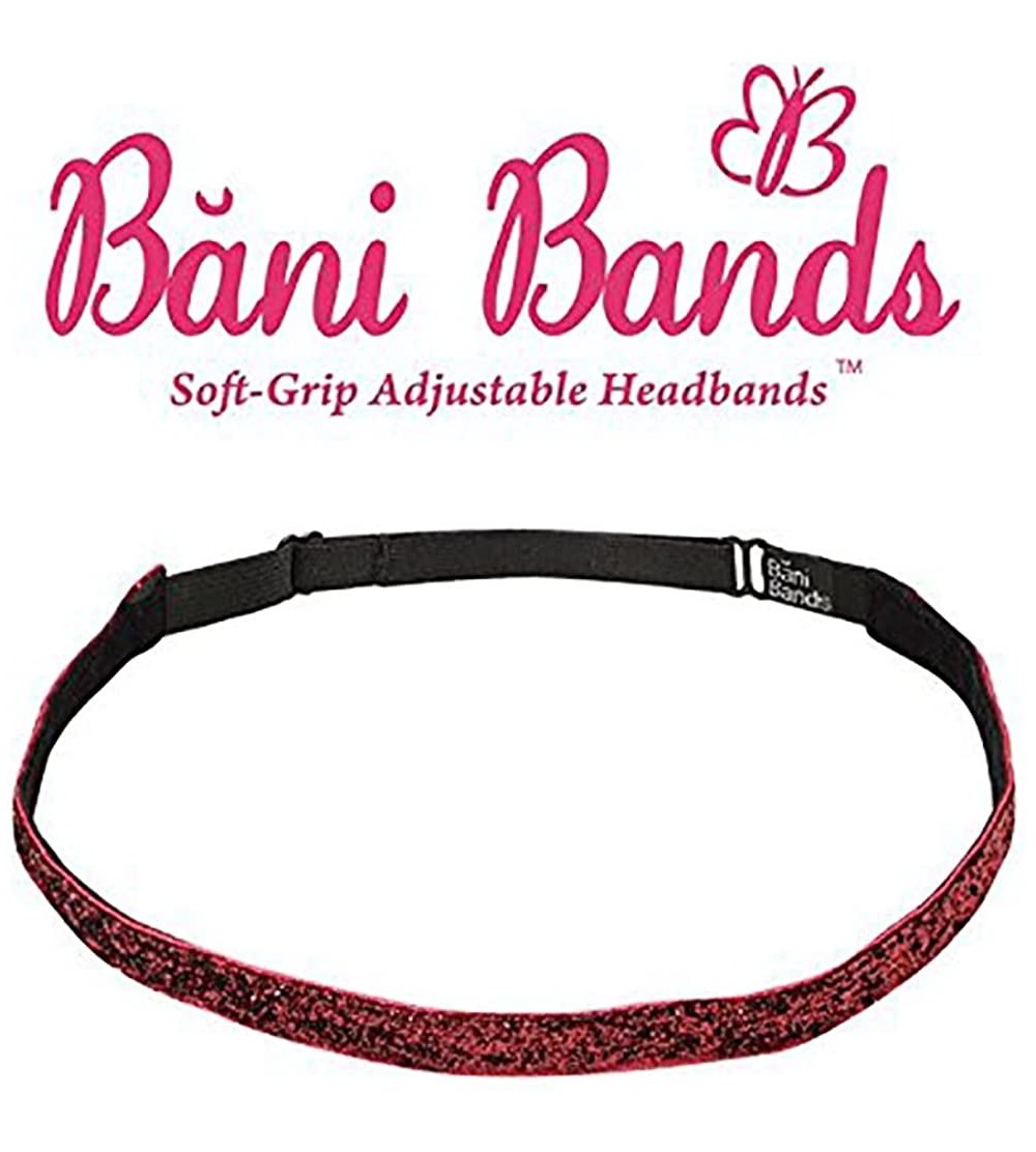 Headbands Women's Glitter Skinny Adjustable Headband with Non-Slip Lining - GLITTER-Maroon - CA17YSKMD3N $11.82