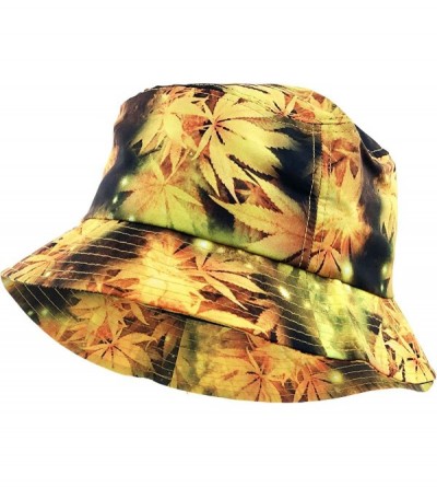 Bucket Hats Floral Galaxy Leaf Aztec Tropical Print Bucket Hat Summer Boonie Cap - 05) Leaf Galaxy - Gold - CY11T2U68XJ $26.88