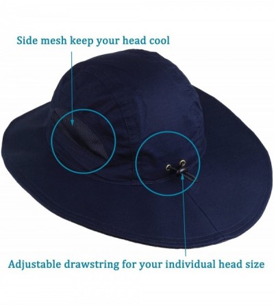 Sun Hats Breathable Adjustable Drawstring Perfect Fishing - Navy - CH18DUIK20H $8.89