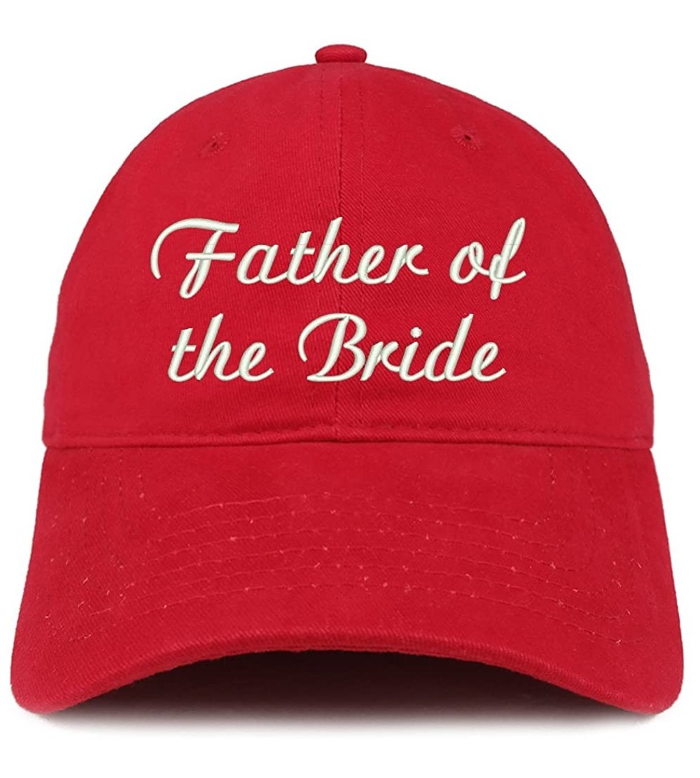 Baseball Caps Father of The Bride Embroidered Wedding Party Brushed Cotton Cap - Red - CO18CUECAC4 $21.92