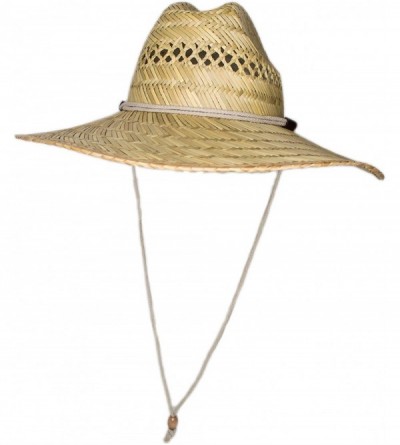 Sun Hats Men's Straw Outback Lifeguard Sun Hat with Wide Brim - C318LEZNTQX $47.41