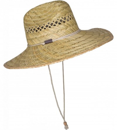 Sun Hats Men's Straw Outback Lifeguard Sun Hat with Wide Brim - C318LEZNTQX $18.28