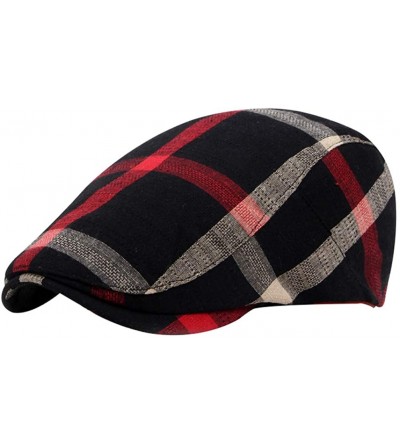 Newsboy Caps Women Men's Cotton Flat Cap Hat Newsboy Hunting Hat Cabbie Gatsby Cap - Black_1 - C212NU59Y2C $8.60