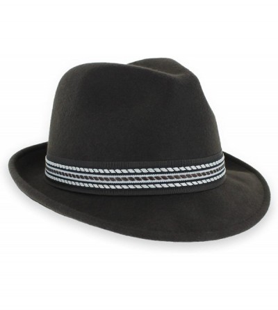 Fedoras Belfry Striped Trilby Men Women Crushable Wool Felt Fedora Hat - Brown - C71808Z7AGT $26.30
