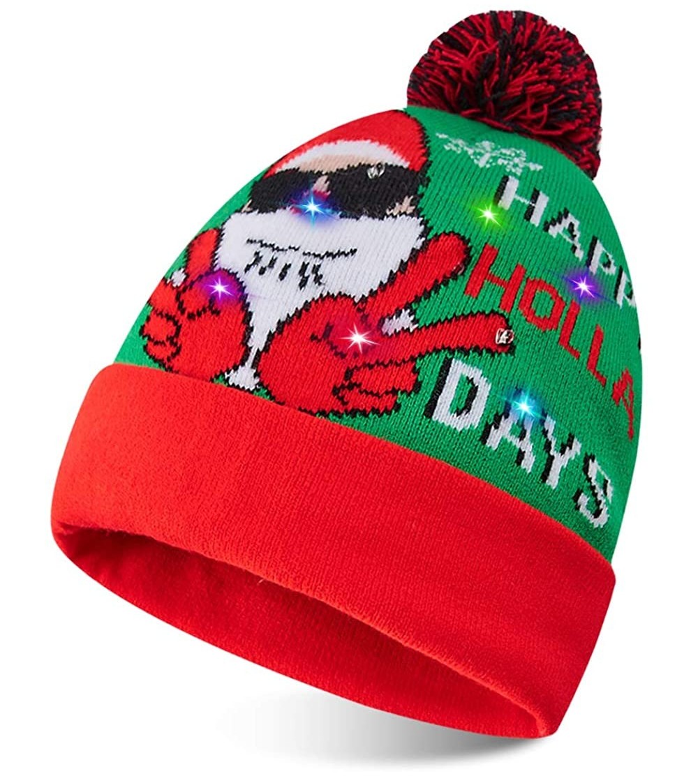 Skullies & Beanies Led Christmas Hat Adult Kids Light Up Warm Cap Xmas Knit Winter Beanie - Multicoloured-07 - CC18YGDM996 $8.25