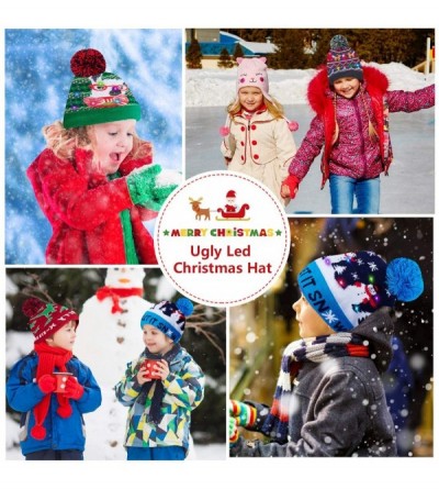 Skullies & Beanies Led Christmas Hat Adult Kids Light Up Warm Cap Xmas Knit Winter Beanie - Multicoloured-07 - CC18YGDM996 $8.25