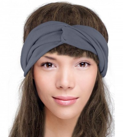 Headbands Women's Elastic Headband - Twist Over Solid Color - Gray - C811V47FQTP $14.51