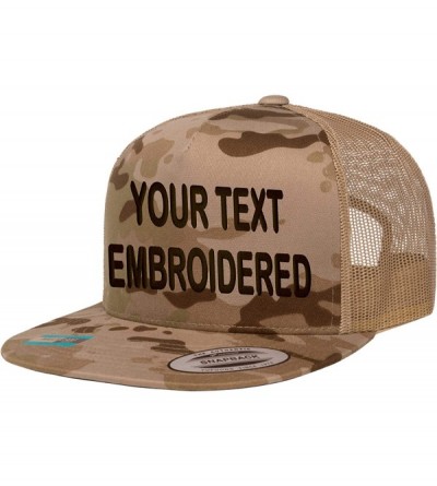 Baseball Caps Custom Trucker Flatbill Hat Yupoong 6006 Embroidered Your Text Snapback - Multicam Arid/Tan - CL18XSO6SUH $64.63