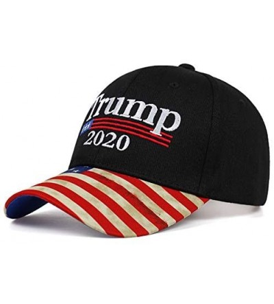 Baseball Caps Men's Baseball Cap Retro Hat Trump 2020 American Baseball Cap Snapback Hat Embroidered Bone Unisex - Black - CM...