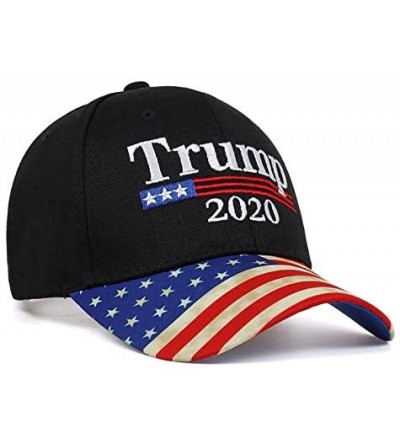 Baseball Caps Men's Baseball Cap Retro Hat Trump 2020 American Baseball Cap Snapback Hat Embroidered Bone Unisex - Black - CM...