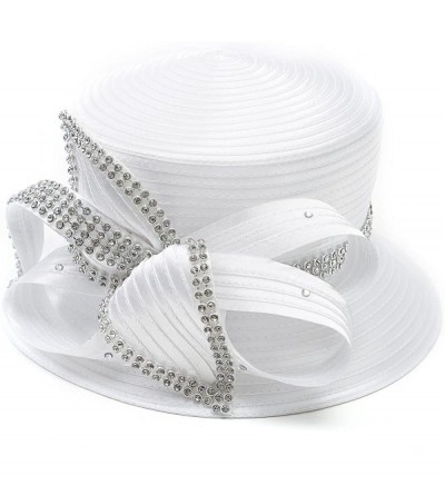 Bucket Hats Church Kentucky Derby Dress Hats for Women - Sd707-white-p - CD186YIM46D $32.99