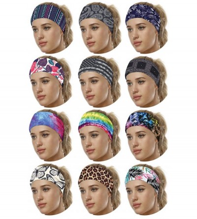 Headbands Women Headbands Turban Headwraps Hair Band Bows Accessories for Fashion Or Sport Boho Printed Neckchief Galaxy - C1...