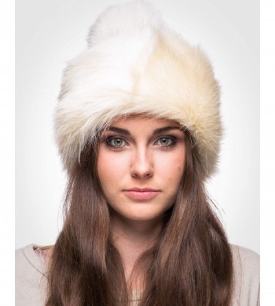 Skullies & Beanies Faux Fur Russian Hat for Women - Warm & Fun Fur Cuff Hat with Pom Pom (Ecru Rabbit) - CV18I0CMZ5M $18.87