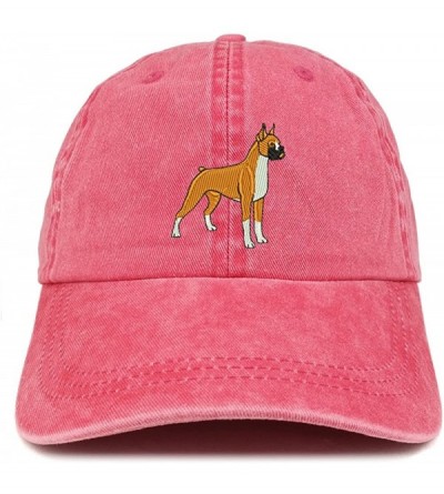 Baseball Caps Boxer Embroidered Dog Theme Low Profile Dad Hat Cotton Cap - Red - CH12I2JJ0KX $21.94