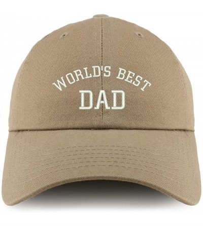 Baseball Caps World's Best Dad Embroidered Low Profile Soft Cotton Dad Hat Cap - Khaki - C718DD56599 $33.49