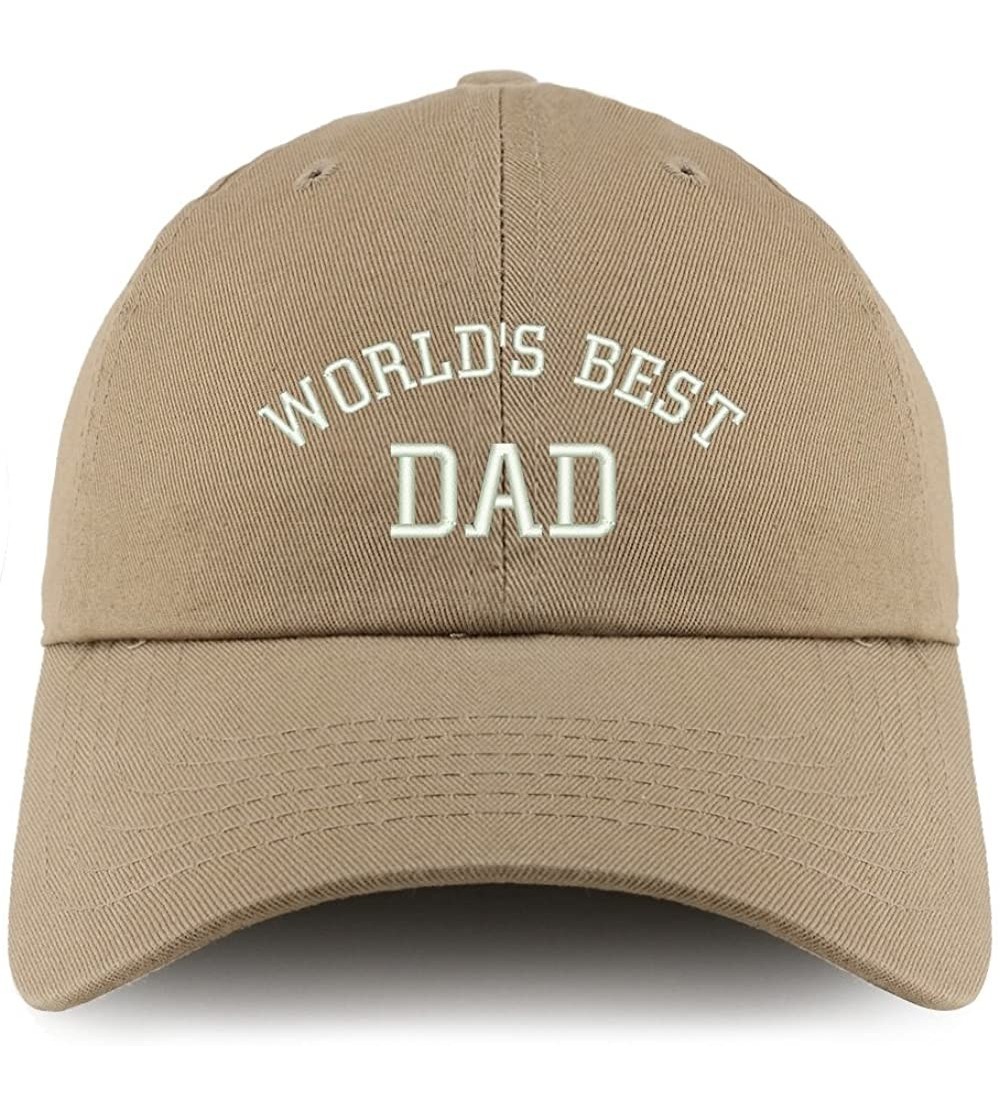Baseball Caps World's Best Dad Embroidered Low Profile Soft Cotton Dad Hat Cap - Khaki - C718DD56599 $21.43