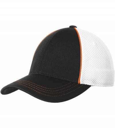 Baseball Caps Piped Mesh Back Cap. STC29 - Deep Orange/Black/White - CB17YDZT9XR $9.57