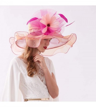 Sun Hats Women's Organza Kentucky Derby Tea Party Hat - Design 1 - Rose Pink - CT18T8ZESU6 $18.10