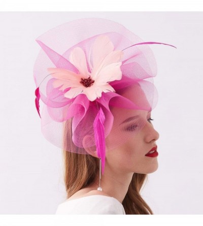 Sun Hats Women's Organza Kentucky Derby Tea Party Hat - Design 1 - Rose Pink - CT18T8ZESU6 $18.10