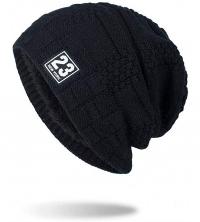 Skullies & Beanies Beanie Hat for Men Women Winter Warm Knit Slouchy Thick Skull Cap Casual Down Headgear Earmuffs Hat - C418...