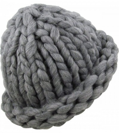 Skullies & Beanies Women's Winter Warm Thick Oversize Cable Knitted Beaine Hat with Pom Pom - (7020) Gray - CT187I8SLNY $8.45