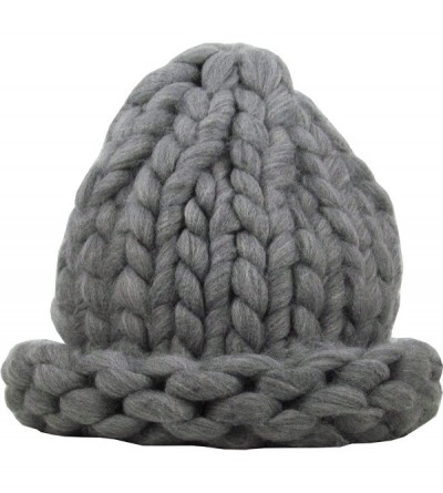 Skullies & Beanies Women's Winter Warm Thick Oversize Cable Knitted Beaine Hat with Pom Pom - (7020) Gray - CT187I8SLNY $8.45