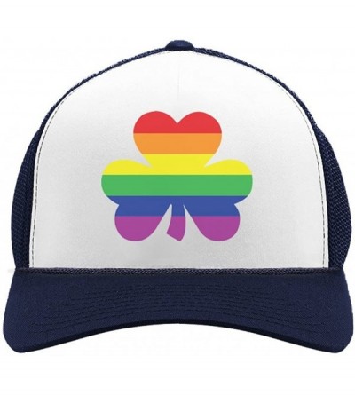 Baseball Caps St.Patrick's Lucky Charm Rainbow Clover Gay Love Trucker Hat Mesh Cap - Navy/White - CE189QLR4UZ $24.84