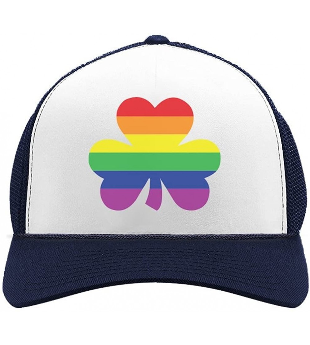 Baseball Caps St.Patrick's Lucky Charm Rainbow Clover Gay Love Trucker Hat Mesh Cap - Navy/White - CE189QLR4UZ $11.92