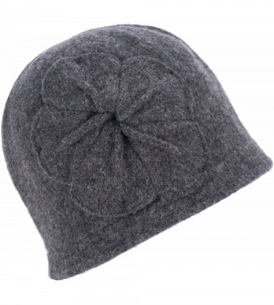 Bucket Hats Womens Gatsby 1920s Winter Wool Cap Beret Beanie Bucket Floral Hat A289 - Gray - CB12642THM1 $24.65