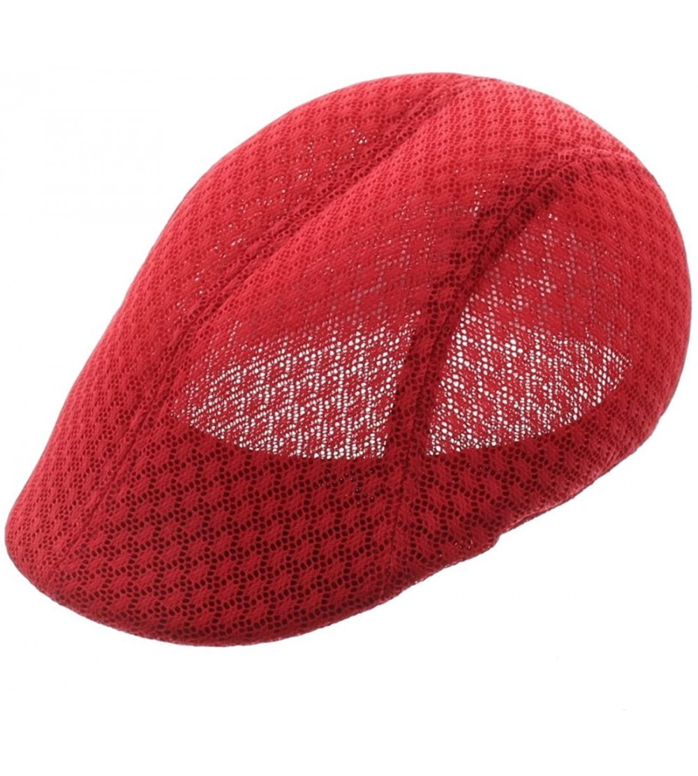 Skullies & Beanies Men Breathable Mesh Summer Hat Driver Cap Ivy Cap - Red - CR18CD8CQTS $8.56