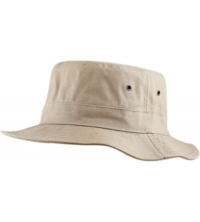 Bucket Hats 100% Cotton Canvas & Pigment Dyed Packable Summer Travel Bucket Hat - 1. Canvas - Khaki - CV18DQ36D43 $10.71