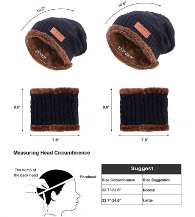 Skullies & Beanies Winter Men Hat Scarf Set- Beanie Hat Neck Warmer for Women - 3 Navy - CG18KZL0H0C $12.26