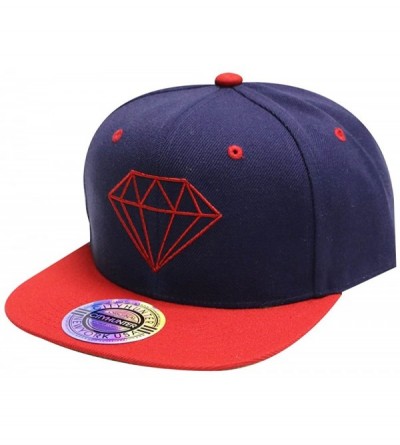 Baseball Caps Diamond Snapback Cap - Navy/Red - C612CAI2CDD $10.67