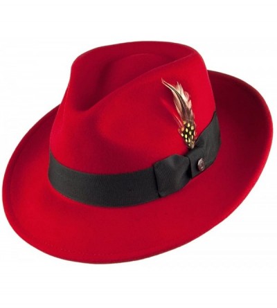 Fedoras Hats Pachuco C-Crown Crushable Fedora Hat - Red - CP115H4REYB $81.70