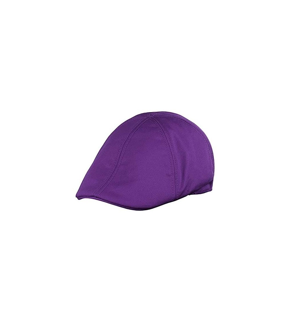 Newsboy Caps Mens 6pannel Duck Bill Curved Ivy Drivers Hat One Size(Elastic Band Closure) - Purple - CY196USYR96 $10.89