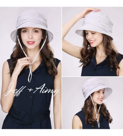 Sun Hats Womens 100% Cotton Bucket Sun Hat UPF 50 Chin Strap Adjustable Packable Wide Brim - Grey69027 - CQ18R39KR9K $23.06